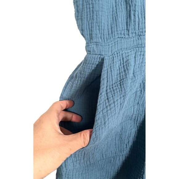 BOBI Drawstring‎ Easy Romper in Beach Gauze sz L Blue Stone - Picture 9 of 11